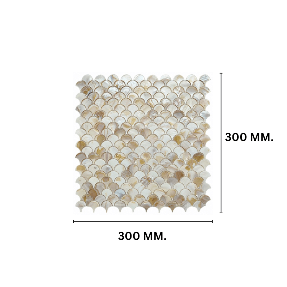 โมเสคเปลือกหอย TIMELESS TILES รุ่น PEARL SEASHELL MOSAIC 30 X 30 ซม. สีเบจ AMBER BEIGE ทรงพัด ผิวเงา_1